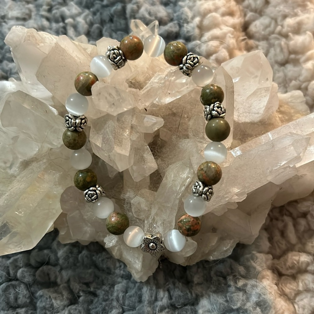 Unakite & Selenite 'Harvest' Bracelet-Medium